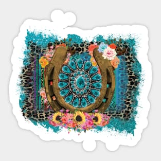 Rusty Horseshoe Turquoise Gem Sticker